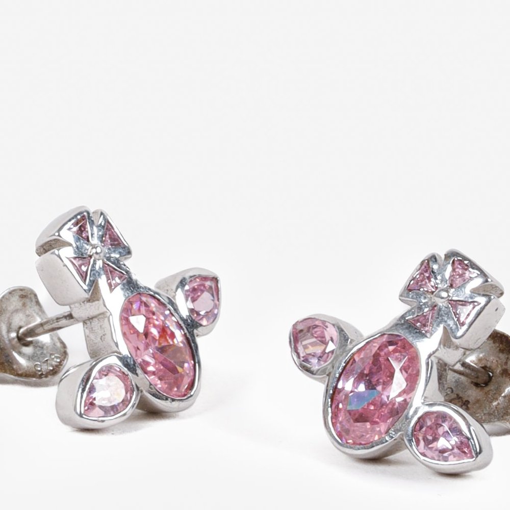 Vivienne Westwood Orb Pink Crystal Stud Earrings - Picture 4 of 4